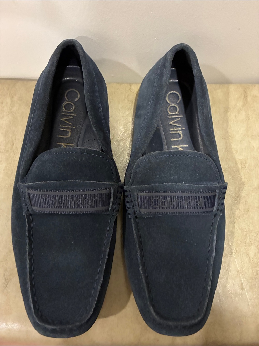 Calvin Klein Men's Navy Suede Slip-On Loafers